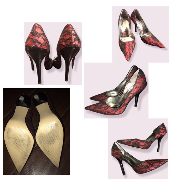 GUESS 4” Black lace Red sexy stiletto heel - Picture 2 of 5